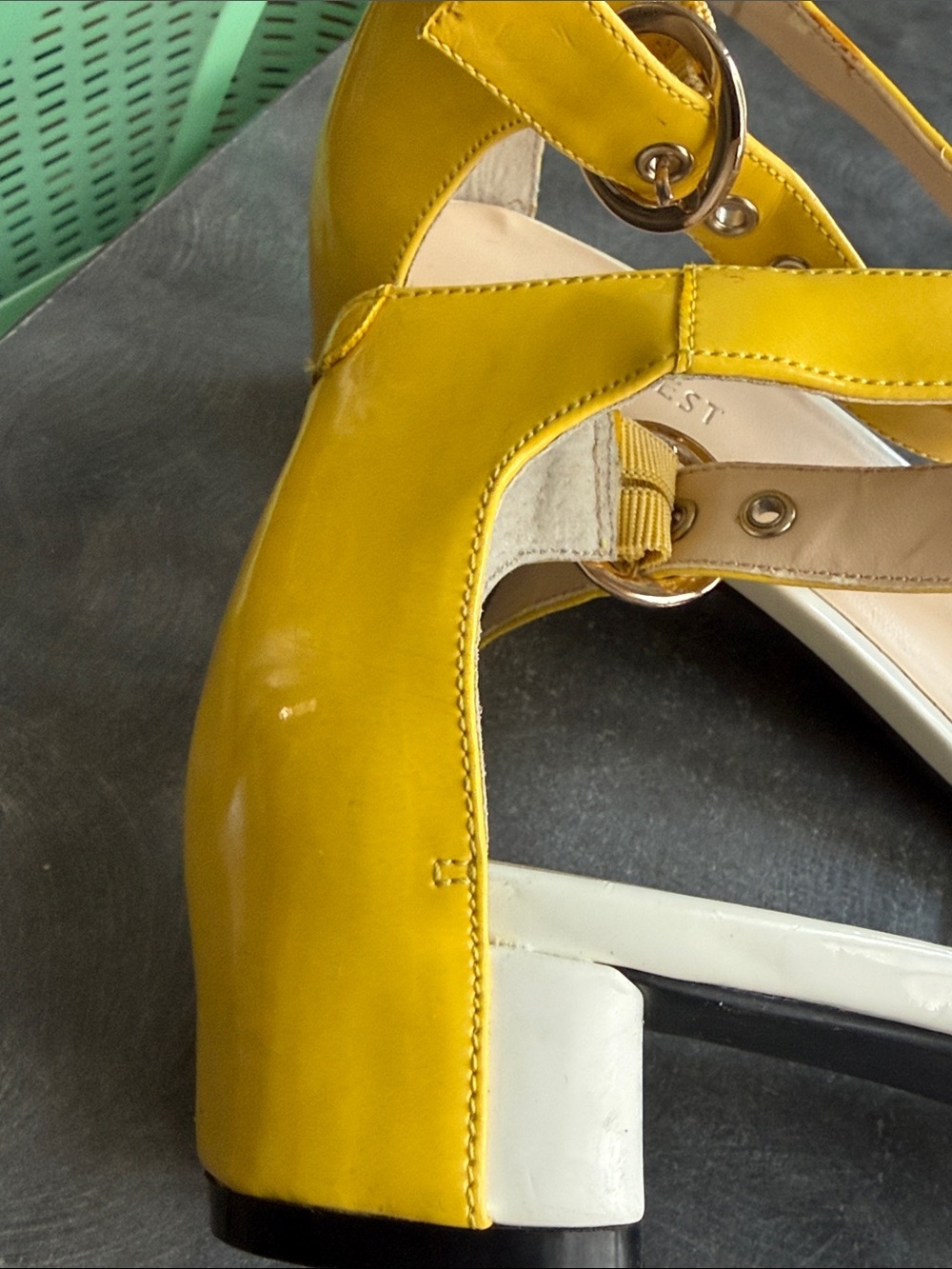Nine West Teal & Yellow Ankle-Strap Low Heel Sandals - Picture 6 of 11